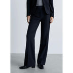 Pantalón de traje de rayas finas - Azul marino oscuro