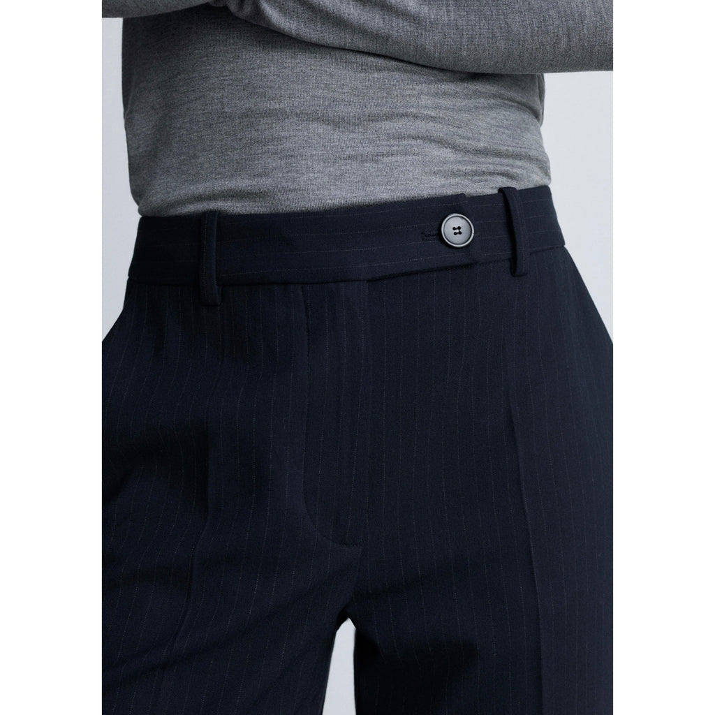 Pantalón de traje de rayas finas - Azul marino oscuro