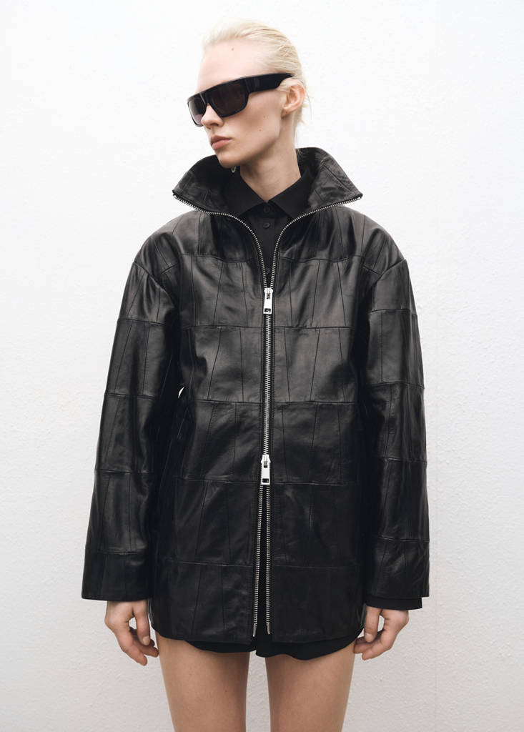 Abrigo Oversize De Piel Patchwork