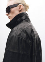 Abrigo Oversize De Piel Patchwork