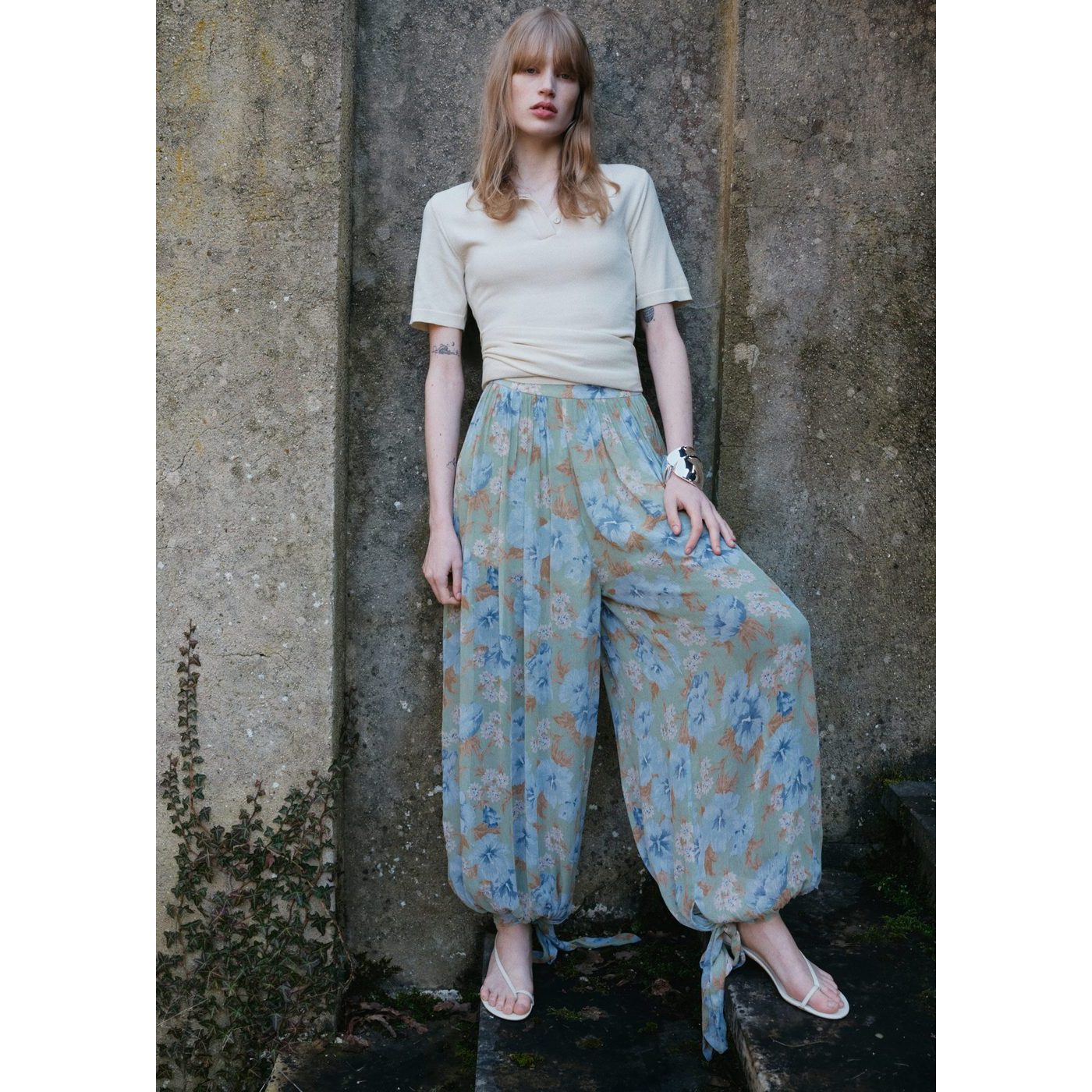 Pantalon Ballon Imprimé À Fleurs