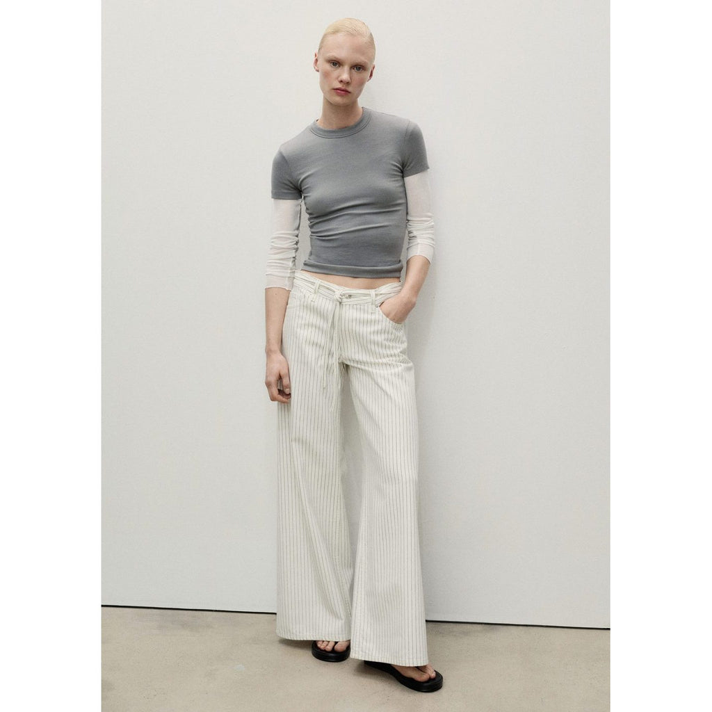 Jean Wideleg Rayures Taille Basse Ceinture