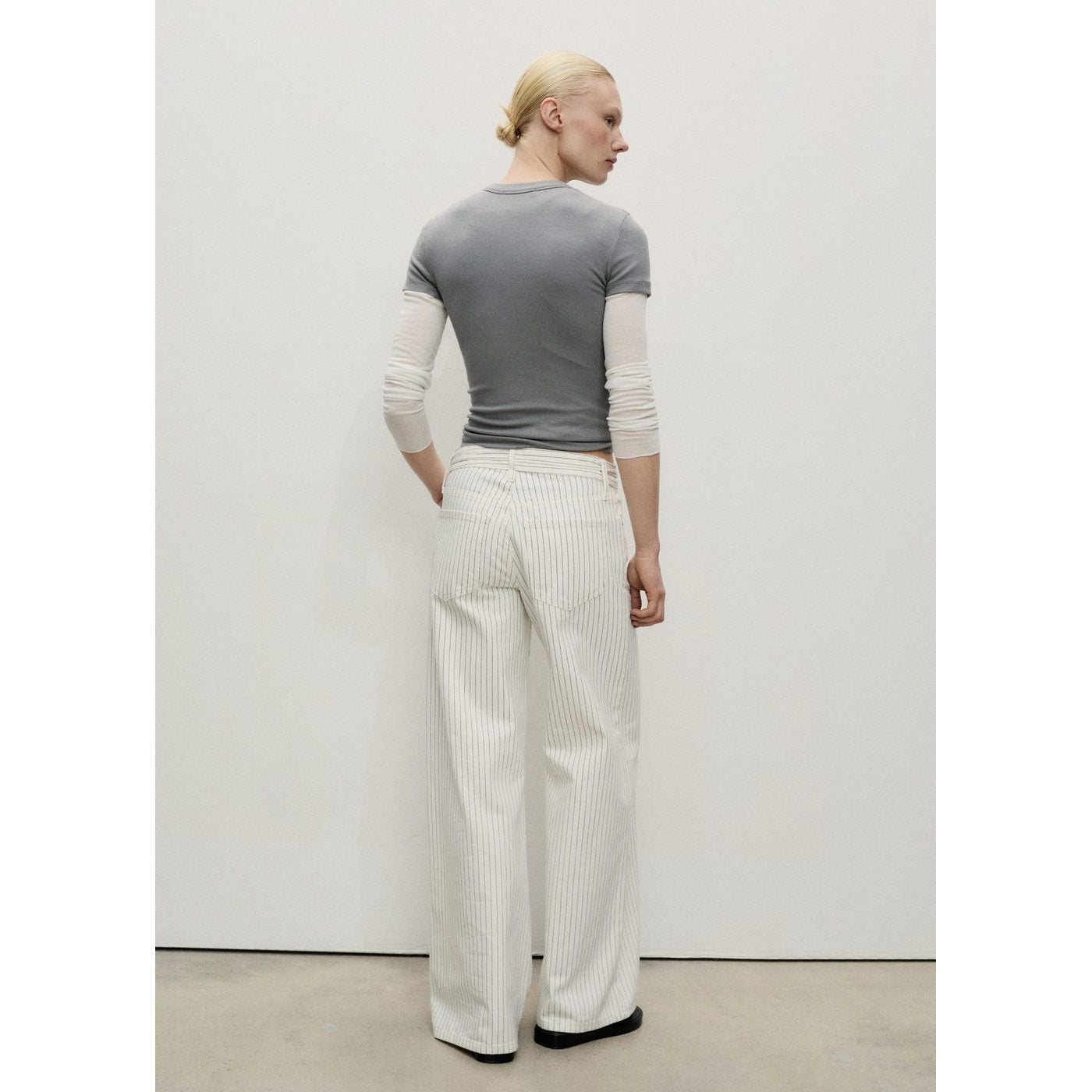 Jean Wideleg Rayures Taille Basse Ceinture