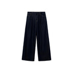 Pantalones De Mezclilla De Pierna Ancha Con Cintura Deshilachada - Azul Abierto