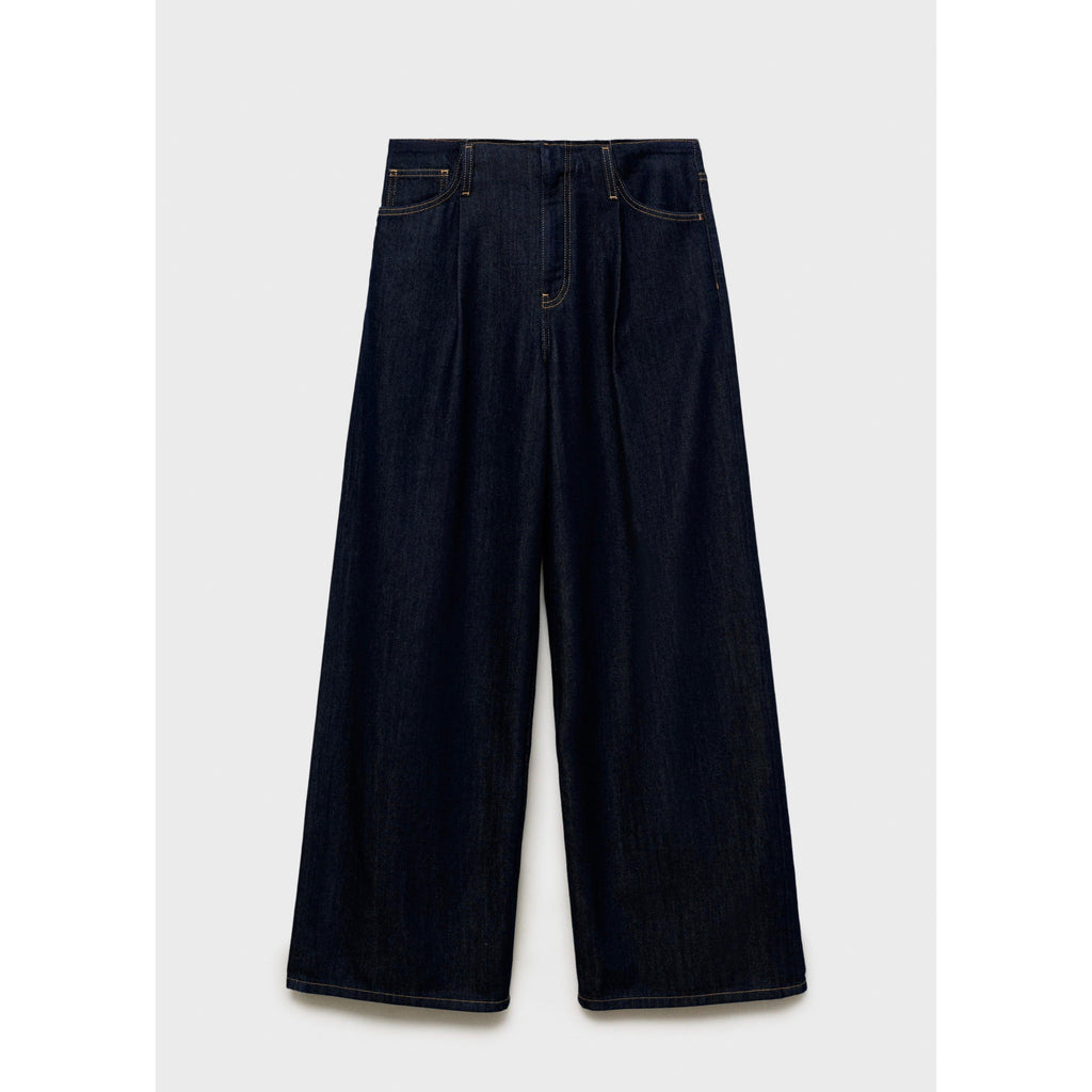 Pantalones De Mezclilla De Pierna Ancha Con Cintura Deshilachada - Azul Abierto
