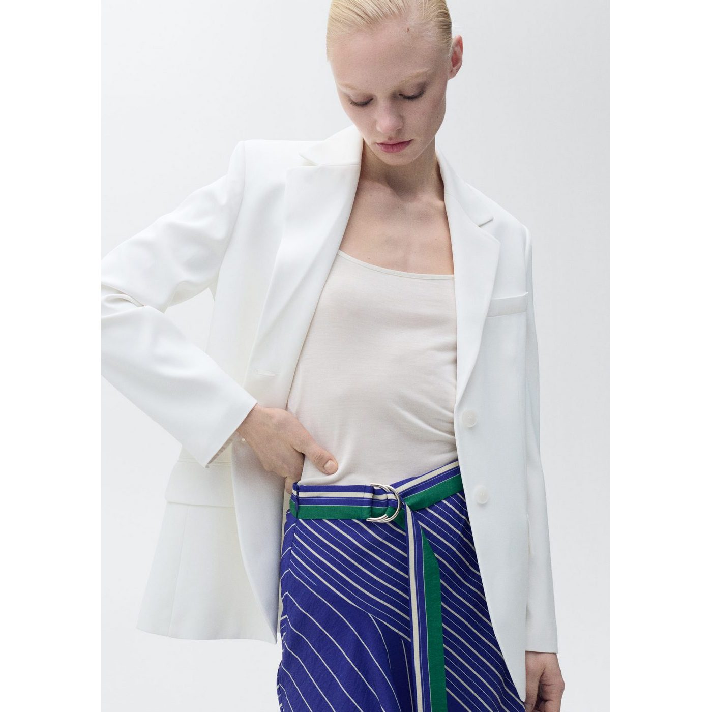 Jupe Midi Rayures Ceinture