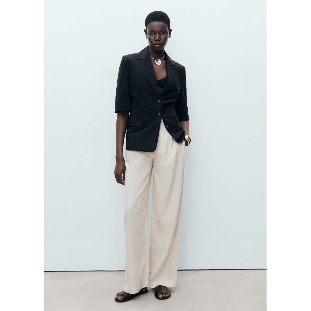 Pantalon Lin Bouton Écaille