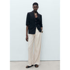 Pantalon Lin Bouton Écaille