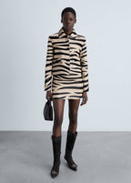 Leather And Zebra Faux Fur Jacket