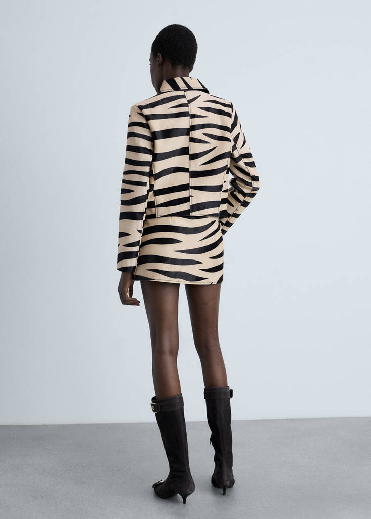 Leather And Zebra Faux Fur Jacket