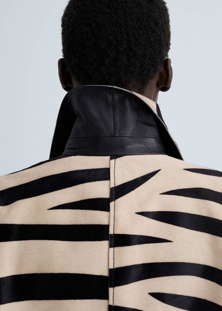 Leather And Zebra Faux Fur Jacket