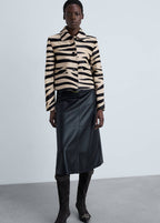 Leather And Zebra Faux Fur Jacket