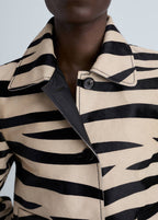 Leather And Zebra Faux Fur Jacket