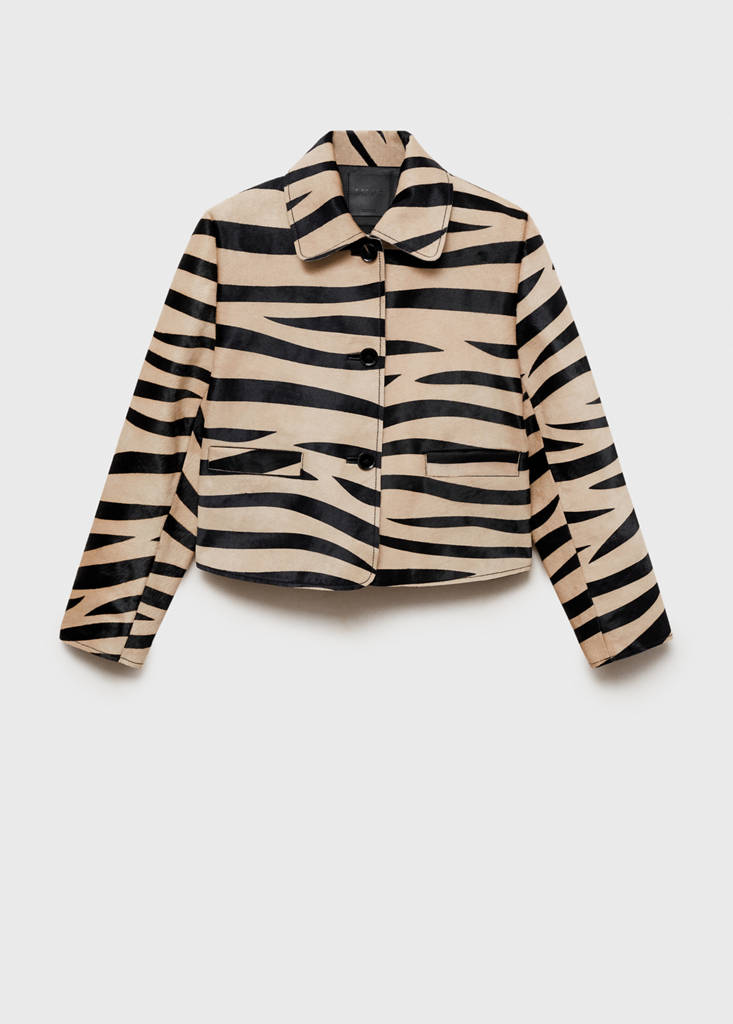 Leather And Zebra Faux Fur Jacket