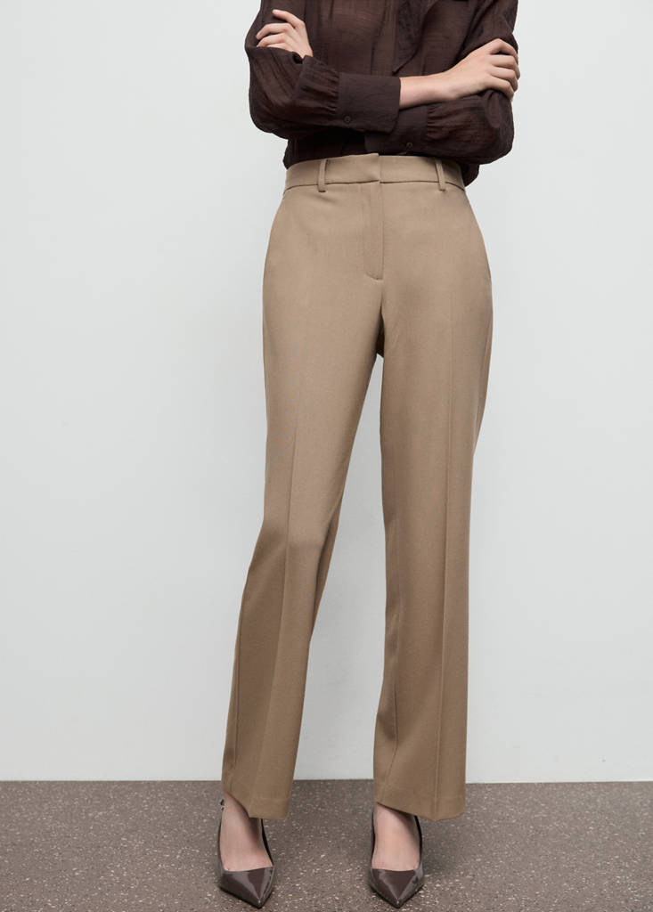 Regular-Waisted Straight Trousers