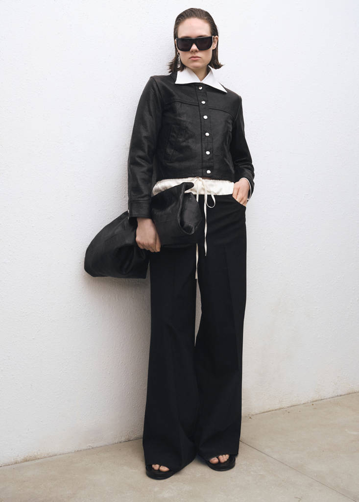 Giacca in pelle con revers