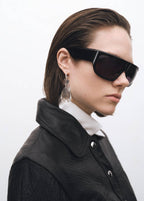 Giacca in pelle con revers