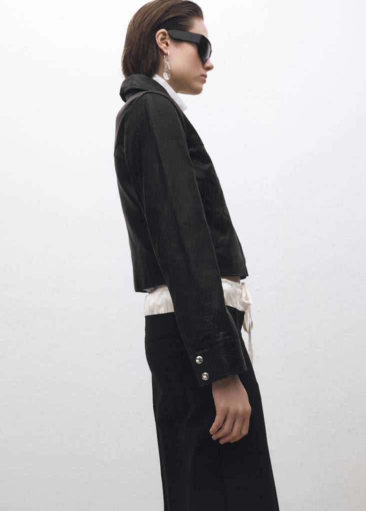 Giacca in pelle con revers