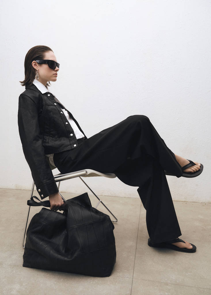 Giacca in pelle con revers
