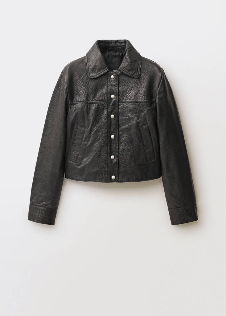 Giacca in pelle con revers