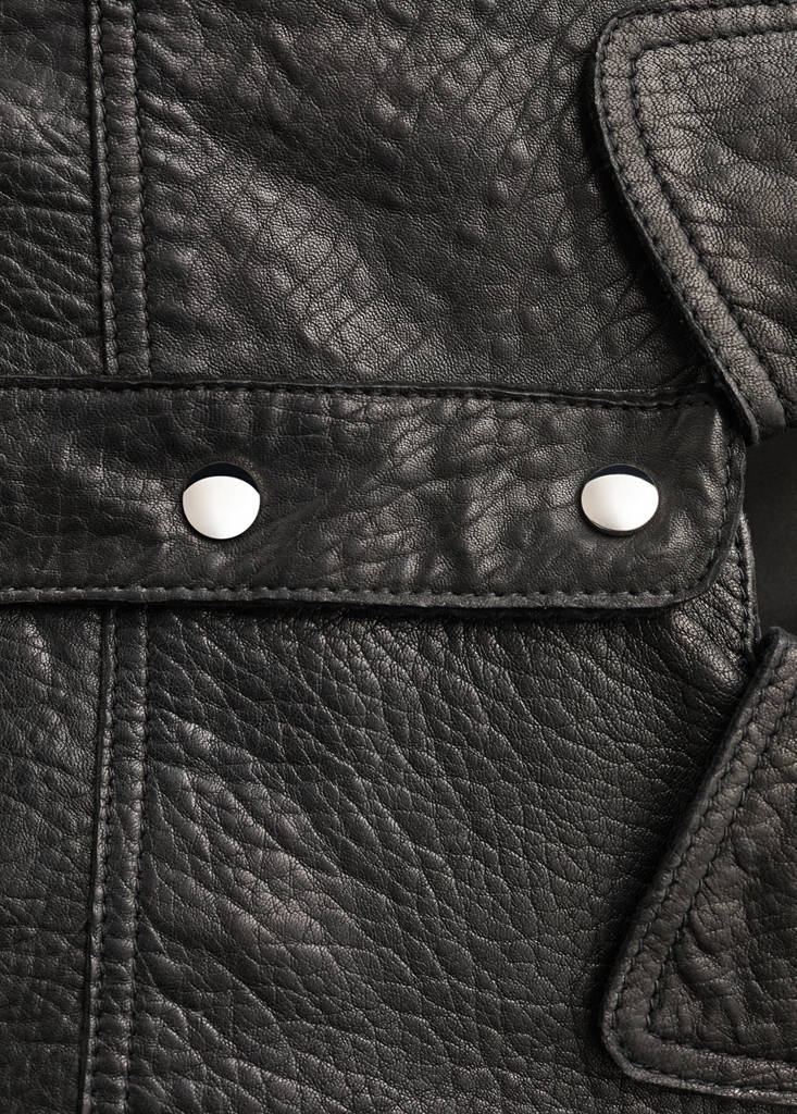 Giacca in pelle con revers