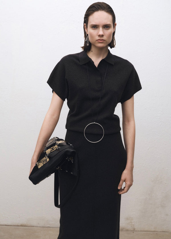 Pull Laine Mélangée Col Polo