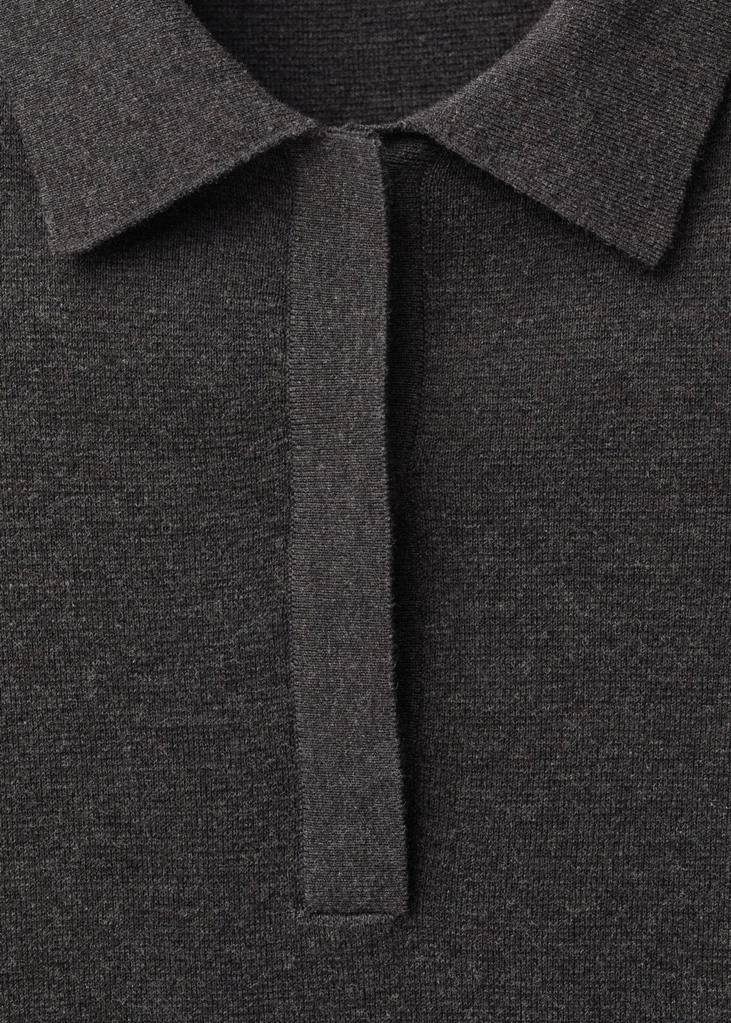 Blended Wool Polo-Collar Jumper - Charcoal