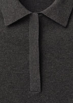 Blended Wool Polo-Collar Jumper - Charcoal