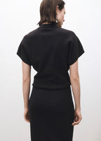 Blended Wool Polo-Collar Jumper - Charcoal