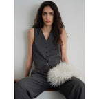 Suit Vest with Adjustable Belt - Gray