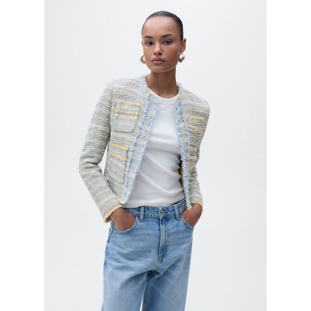 Veste Tweed Bords Effilochés