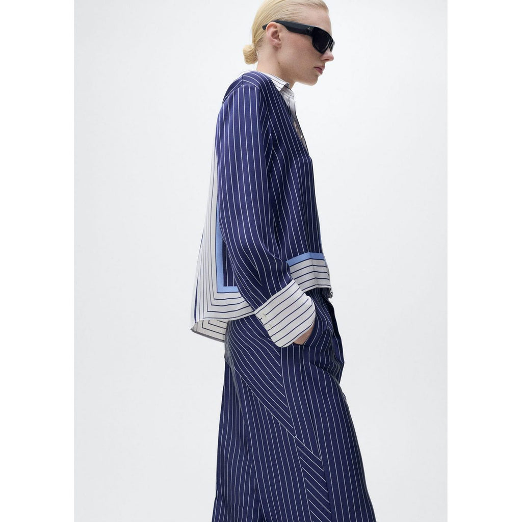 Pantalon Droit Rayures Combinées