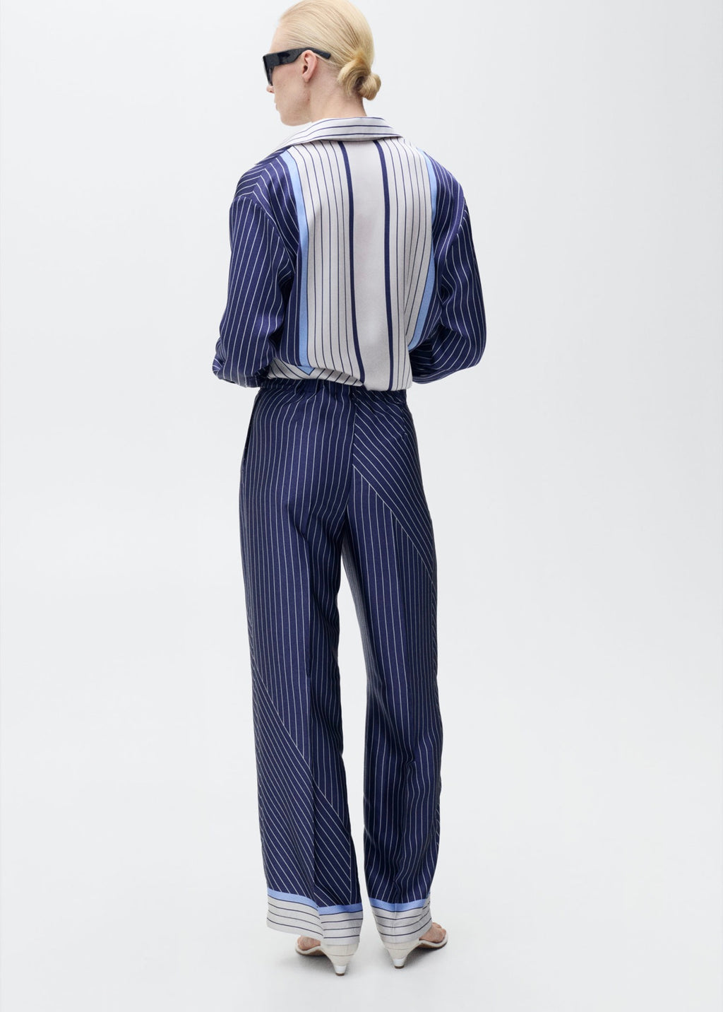 Pantaloni Dritti a Righe Combinate