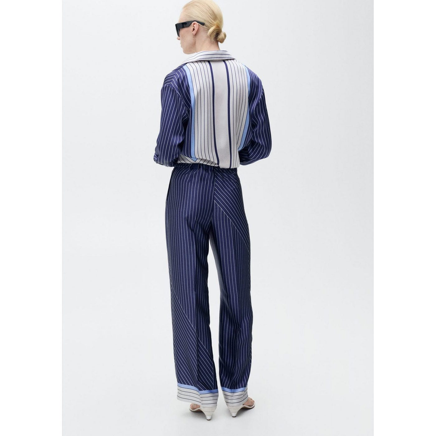 Pantalon Droit Rayures Combinées