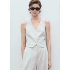 Gilet De Costume Lin Mélangé
