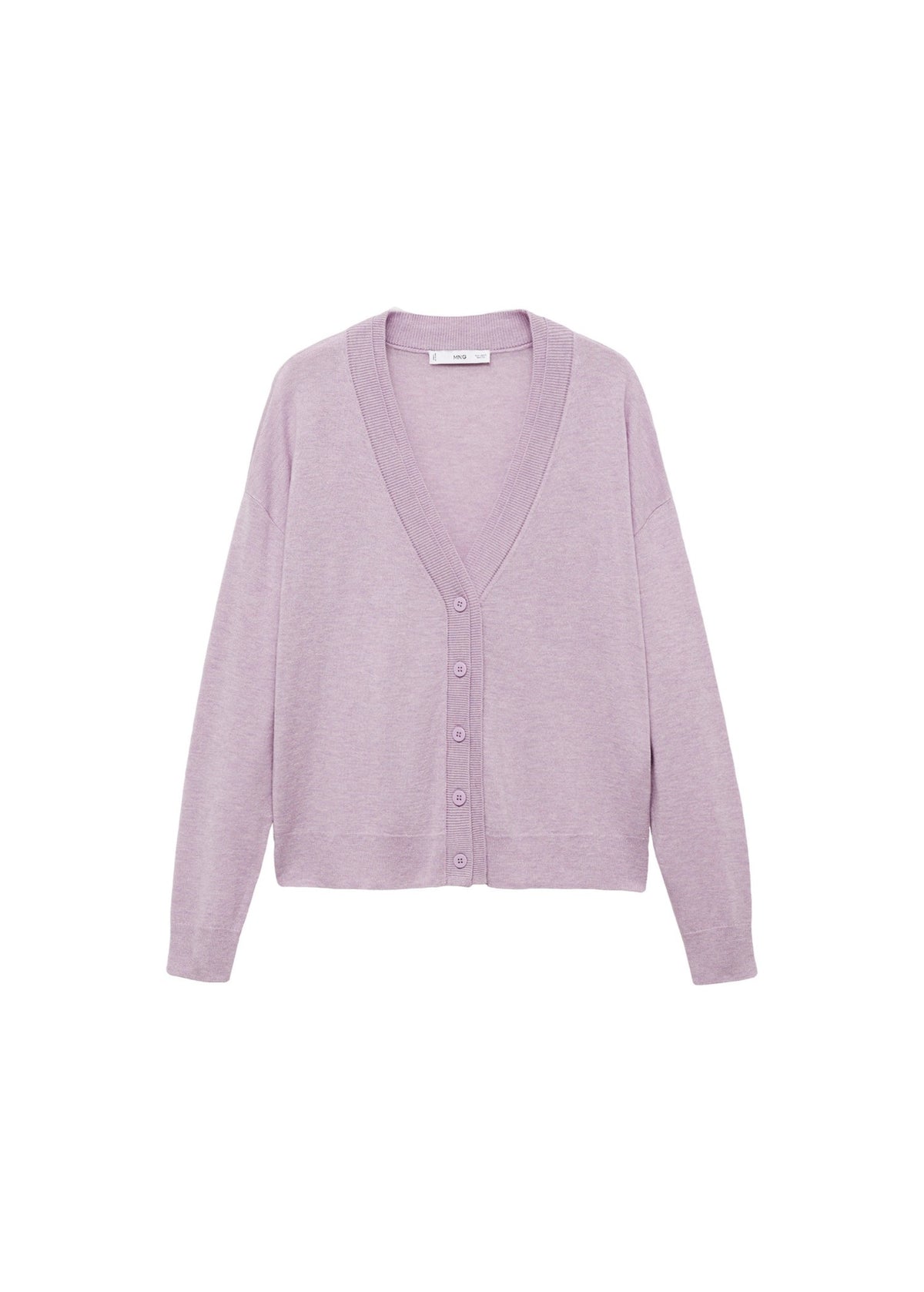 V-Neck Knit Cardigan - Light/Pastel Purple