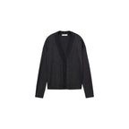 V-Neck Knitted Cardigan - Dark Heather Gray