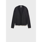 V-Neck Knitted Cardigan - Dark Heather Gray