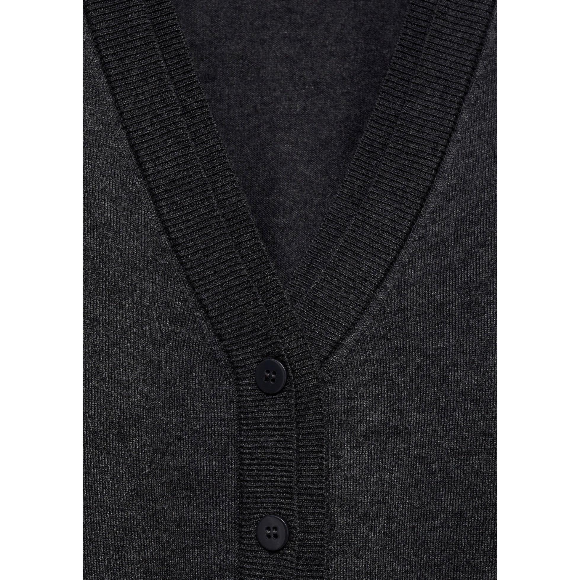 V-Neck Knitted Cardigan - Dark Heather Gray