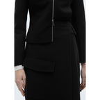 Buckle Detail Midi Skirt - Black