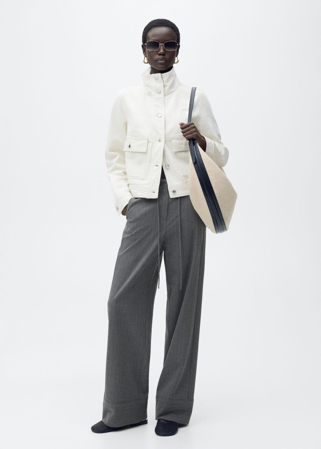 Pantalon Droit Fines Rayures