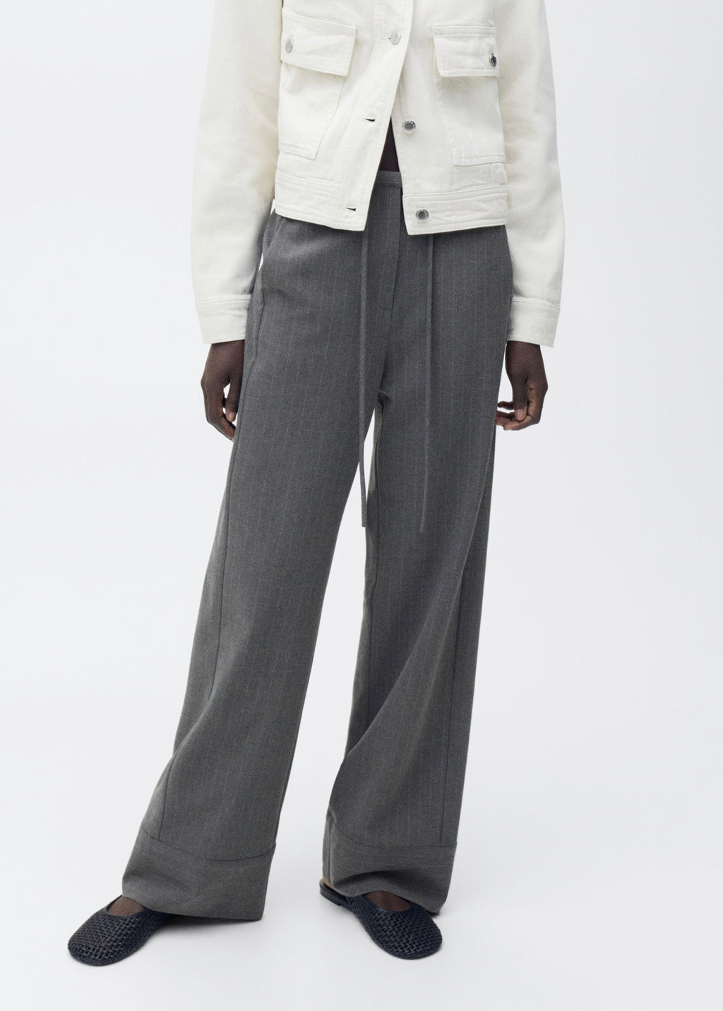 Pantalon Droit Fines Rayures