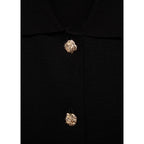 Knitted Vest with Jeweled Buttons - Black
