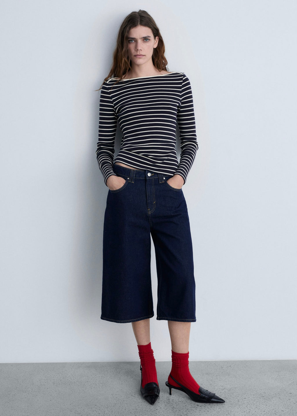 Striped Boat-Neck T-Shirt - Dark Navy