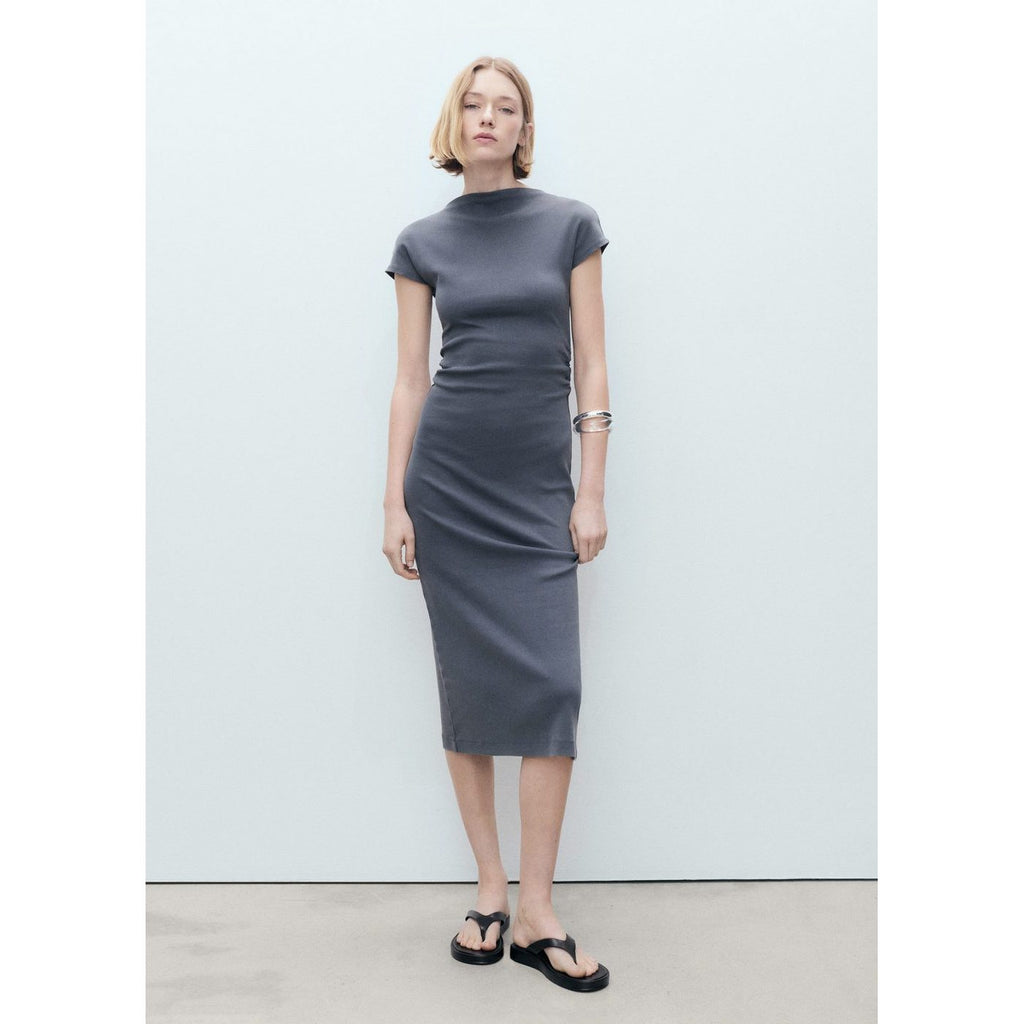 Robe Midi Détail Drapé