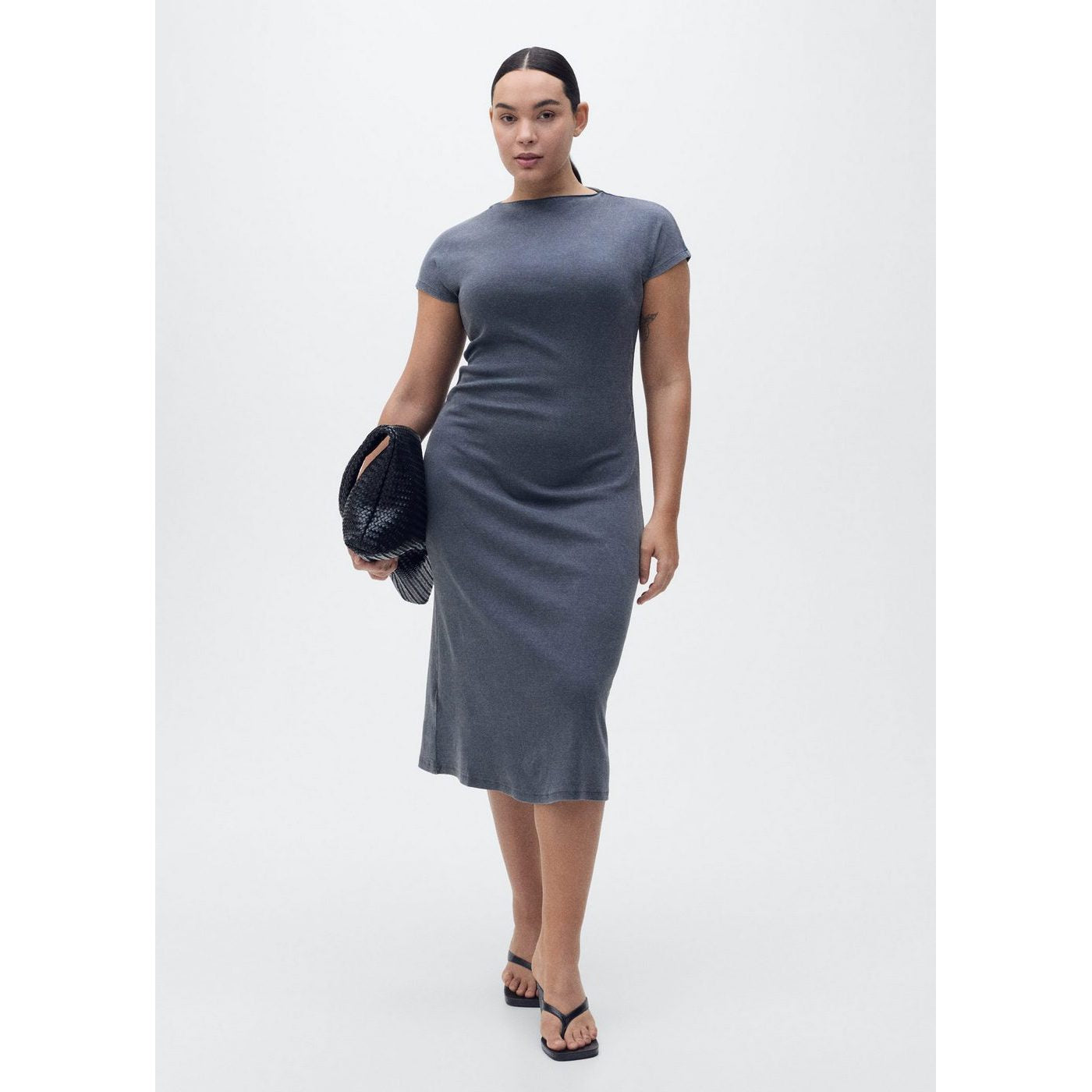 Robe Midi Détail Drapé