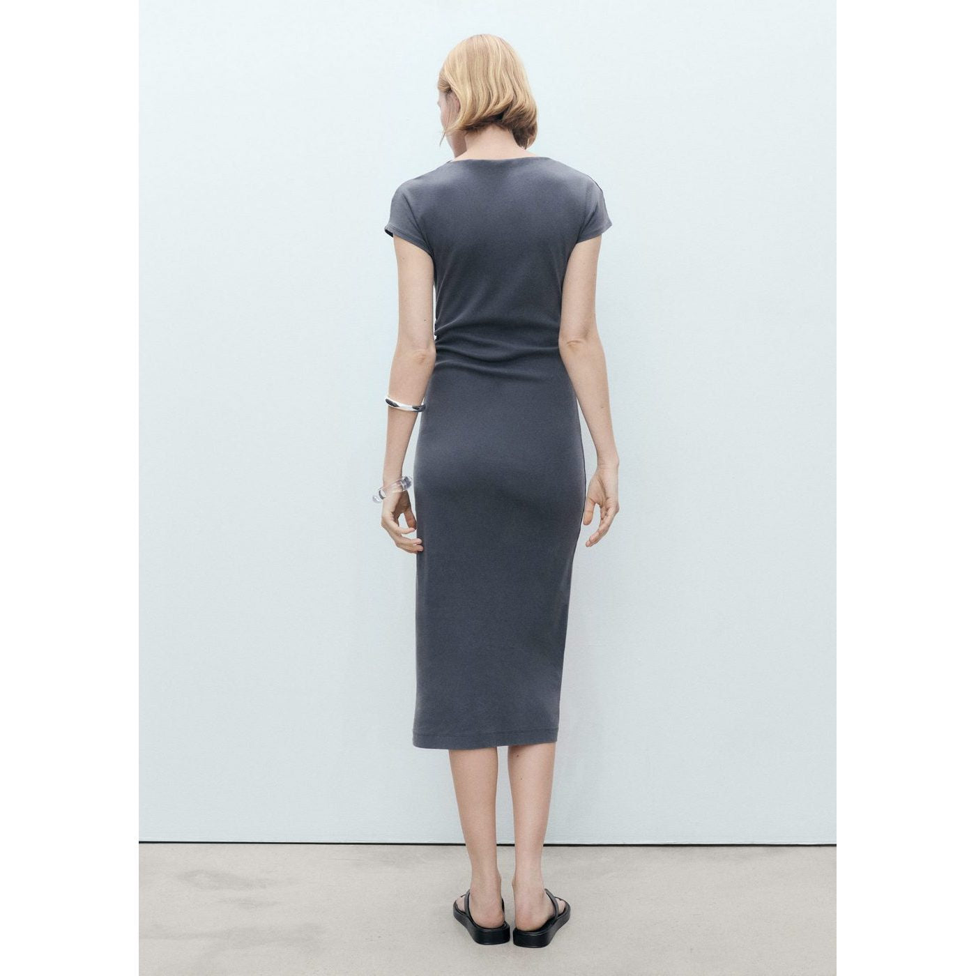 Robe Midi Détail Drapé