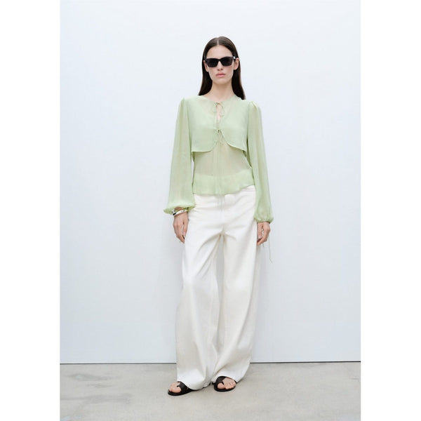Jeans Wideleg Bordado Flores