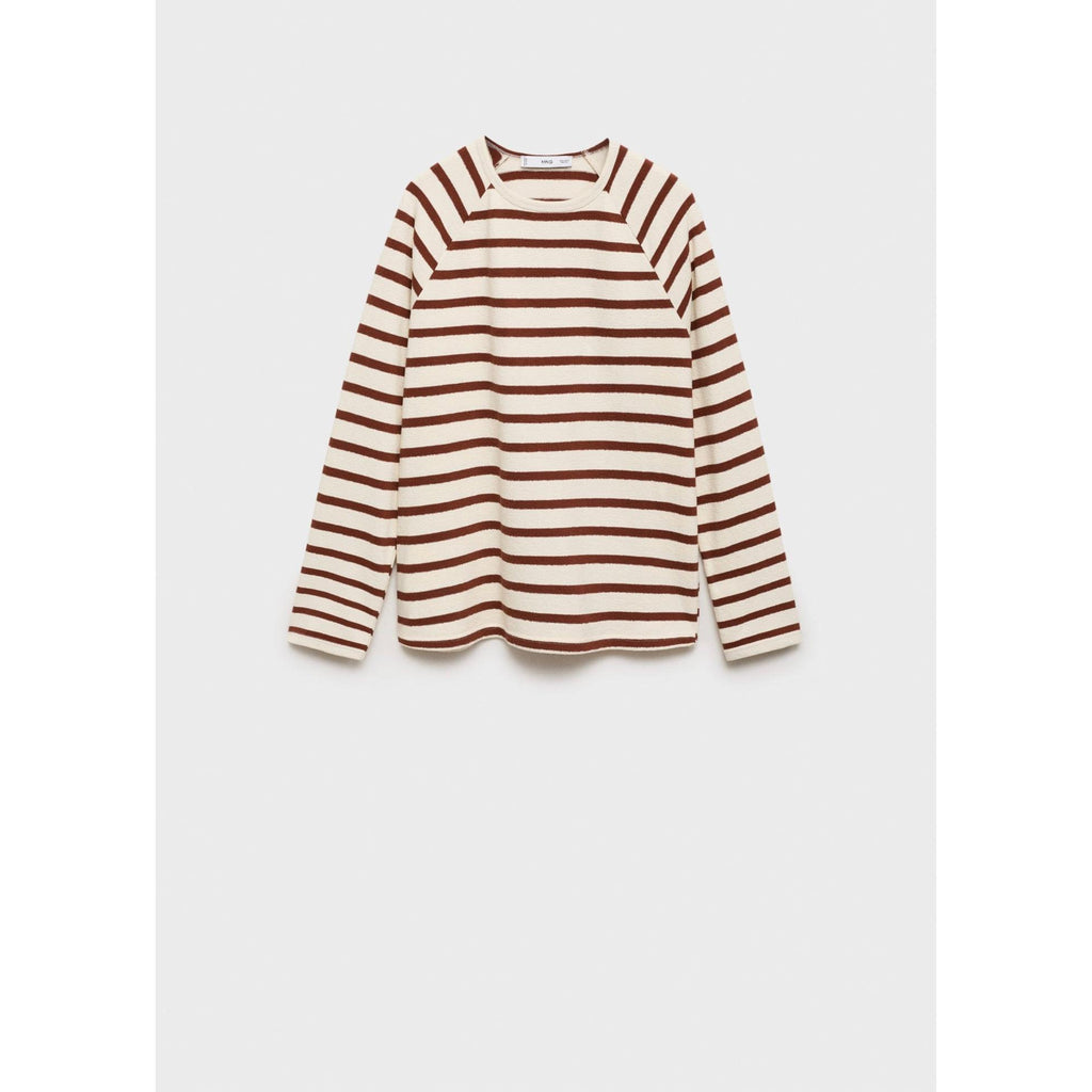 Striped Crew-Neck Sweatshirt - Burnt Orange