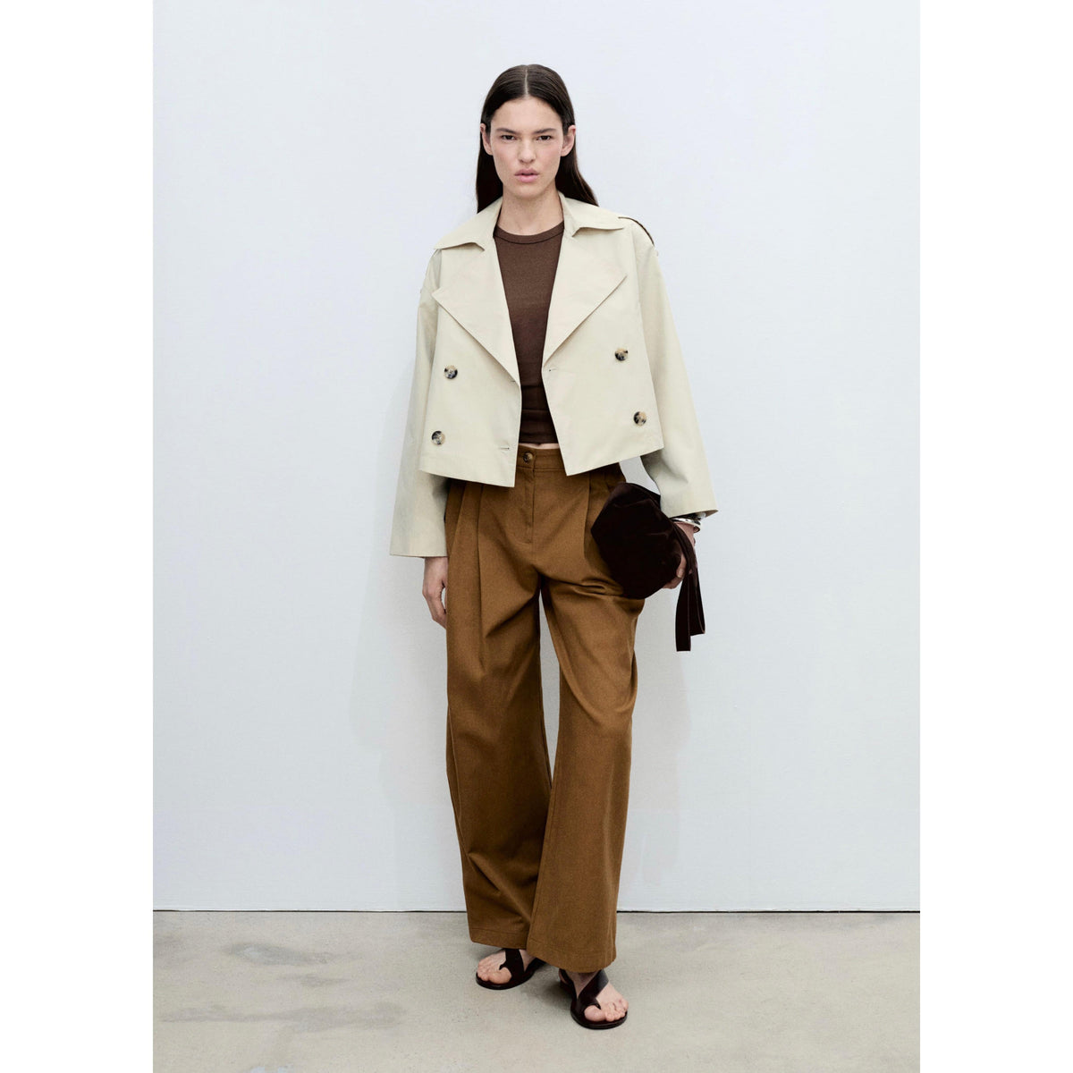 Pantalon Wideleg Mélange Coton Et Lyocell